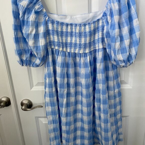 Kourt Blue Gingham Babydoll Dress - Picture 6 of 7